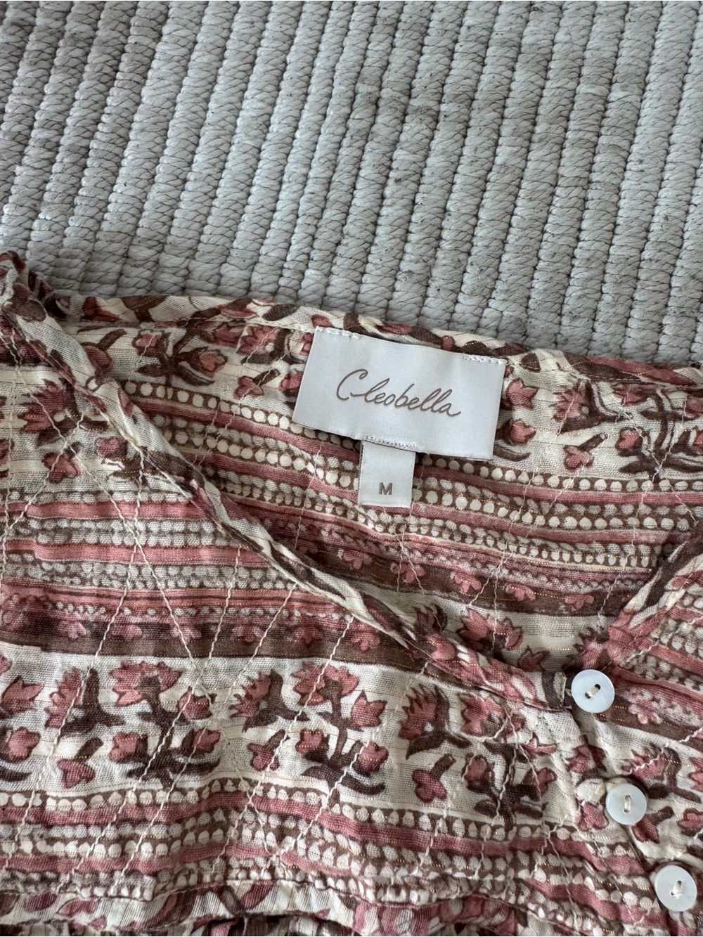 Cleobella Pink Floral Cropped Peasant Blouse - Picture 2 of 3
